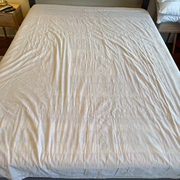 Handmade Patchwork Star Quilt Floral Plaid Country Farmhouse Green Red Tan 79x85 - Picture 5 of 8